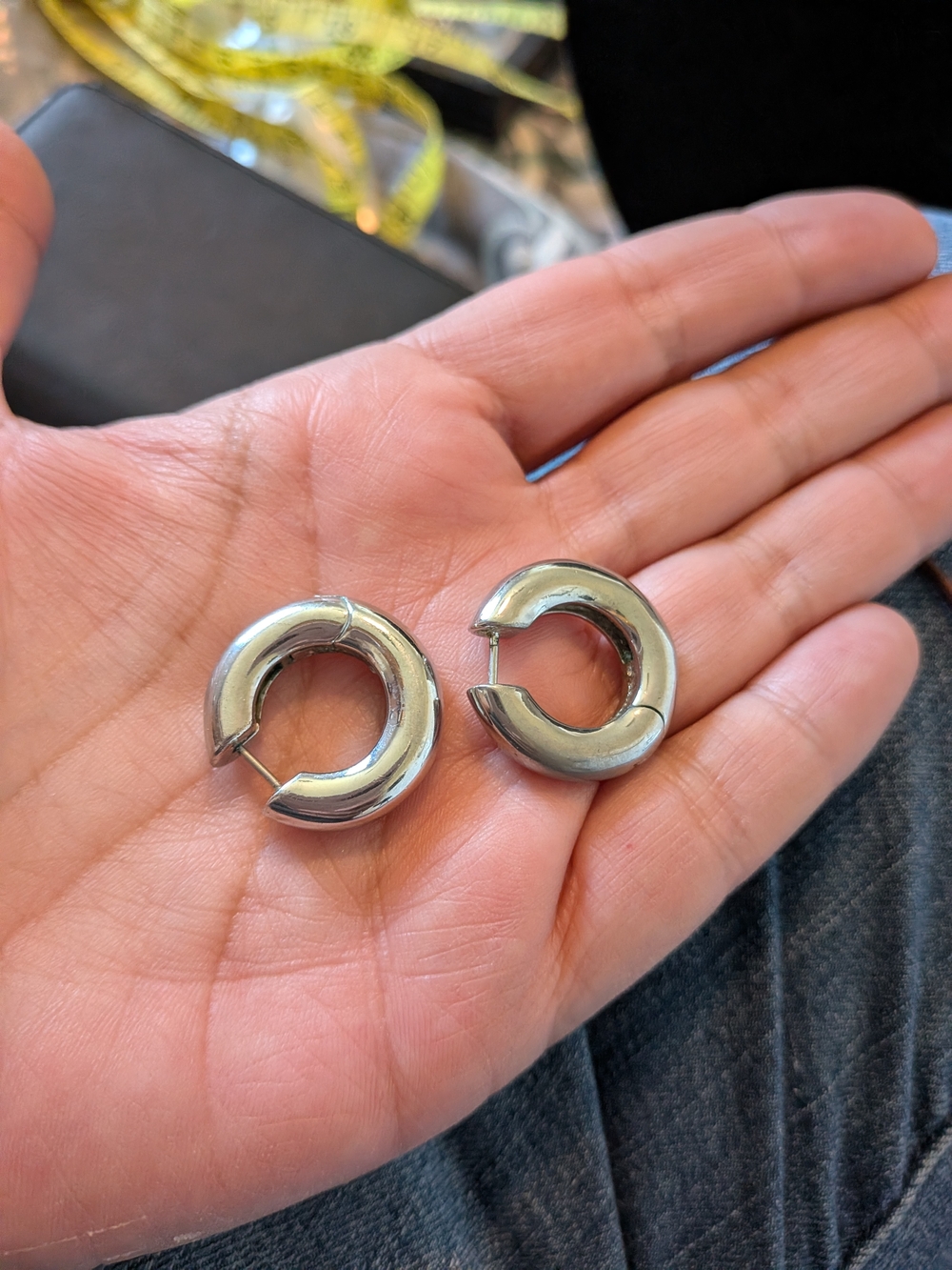 BaubleBar Polished Silver Chunky Hoop Earrings - Picture 6 of 6